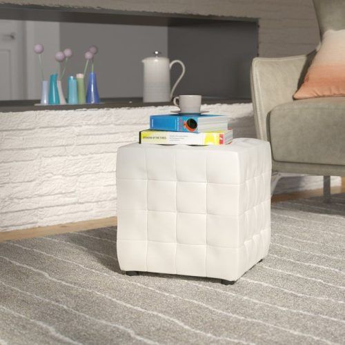 Light Blue And Gray Solid Cube Pouf Ottomans (Photo 3 of 20)