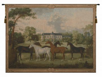 Blended Fabric European Five English Horses Tapestries