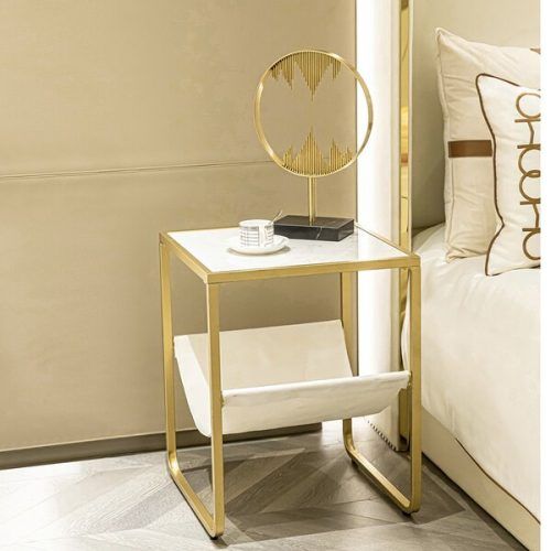 Square Black And Brushed Gold Console Tables (Photo 9 of 20)