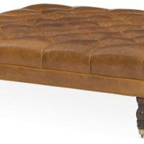 Camber Caramel Leather Ottomans (Photo 11 of 17)