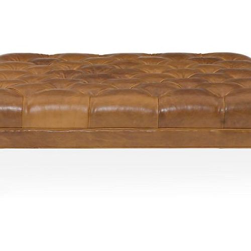 Camber Caramel Leather Ottomans (Photo 8 of 17)