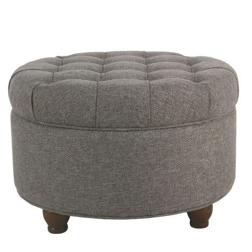 Light Gray Tufted Round Wood Ottomans With Storage (Photo 14 of 20)