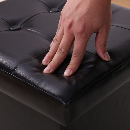 Black Faux Leather Cube Ottomans (Photo 14 of 20)