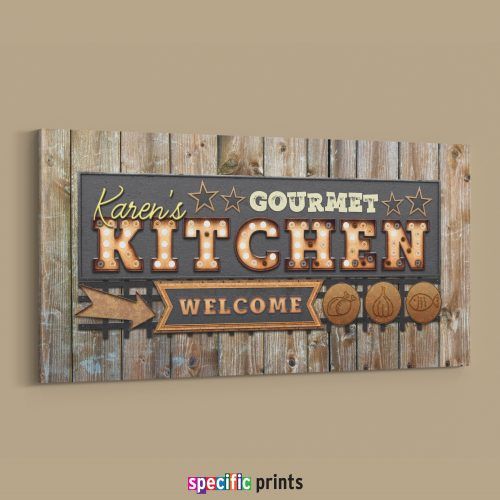Personalized Distressed Vintage-Look Kitchen Metal Sign Wall Decor (Photo 4 of 20)