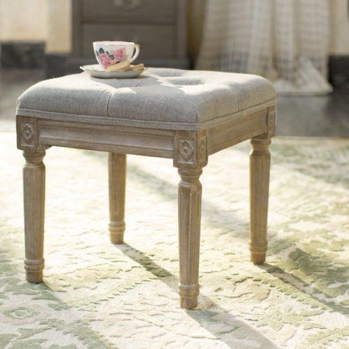 Ivory Button-Tufted Vanity Stools (Photo 19 of 20)