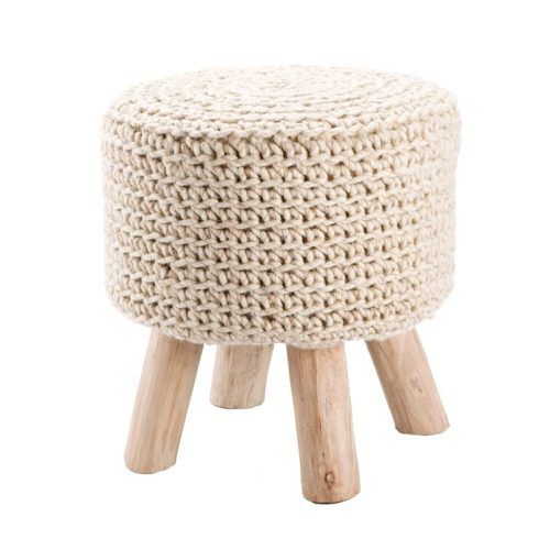 Beige Ombre Cylinder Pouf Ottomans (Photo 15 of 20)