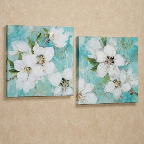 Teal Flower Canvas Wall Art (Photo 3 of 20)