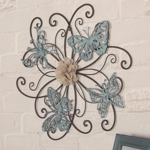 Flower And Butterfly Urban Design Metal Wall Decor (Photo 4 of 20)