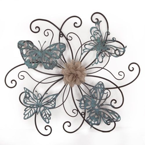Flower And Butterfly Urban Design Metal Wall Decor (Photo 1 of 20)