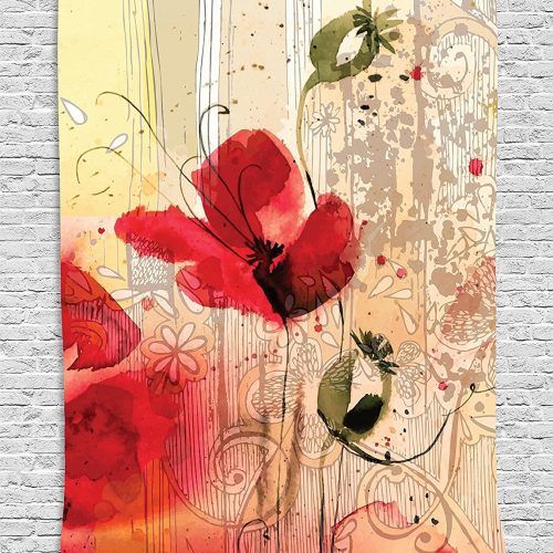 Blended Fabric Poppy Red Wall Hangings (Photo 8 of 20)