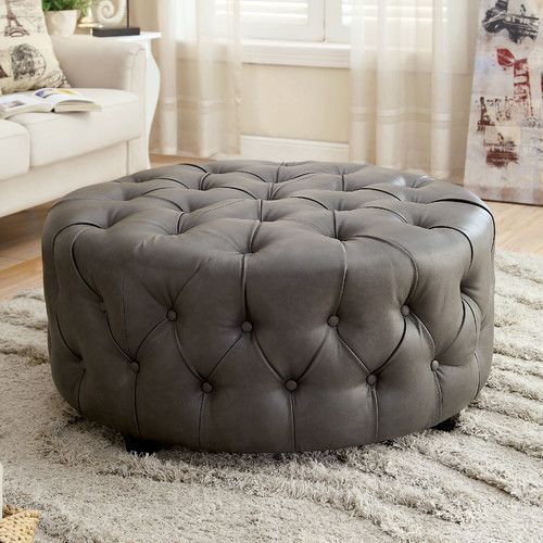 Light Gray Tufted Round Wood Ottomans With Storage (Photo 10 of 20)