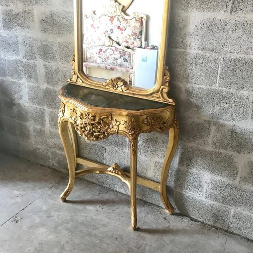 Antiqued Gold Leaf Console Tables (Photo 16 of 20)