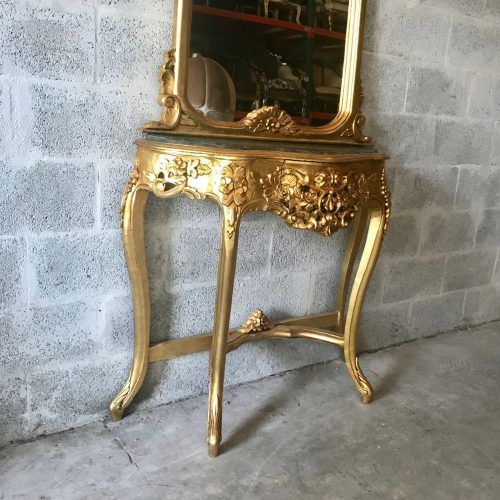Antiqued Gold Leaf Console Tables (Photo 15 of 20)