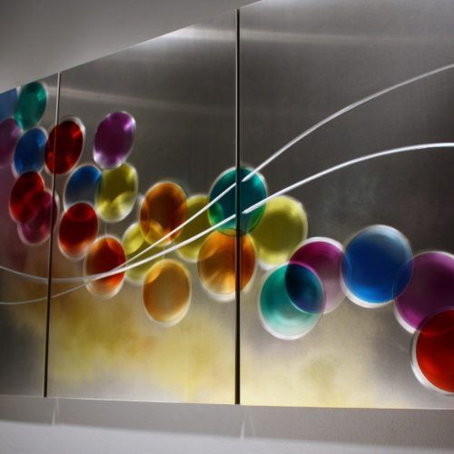 Circle Bubble Wave Shaped Metal Abstract Wall Art (Photo 6 of 20)