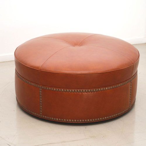 Silver And White Leather Round Ottomans (Photo 12 of 20)