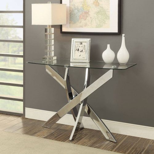 Chrome And Glass Modern Console Tables (Photo 2 of 20)