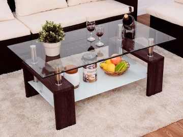 Wood Tempered Glass Top Coffee Tables
