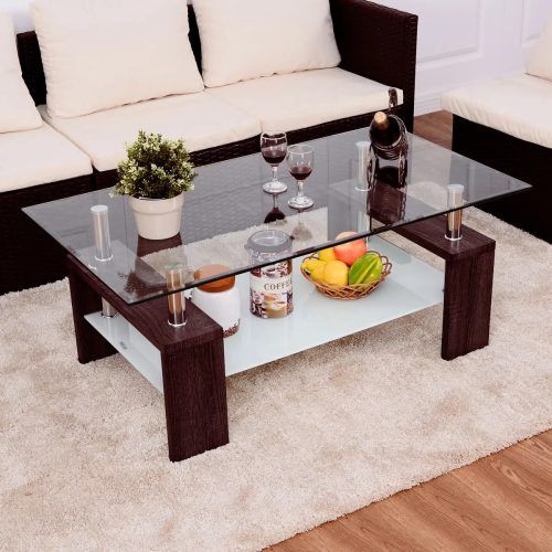 Wood Tempered Glass Top Coffee Tables (Photo 1 of 20)