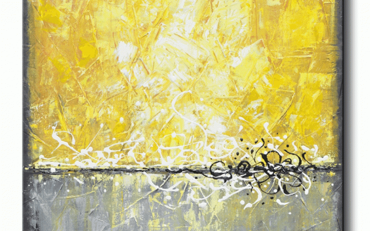 2024 Best of Yellow and Grey Abstract Wall Art