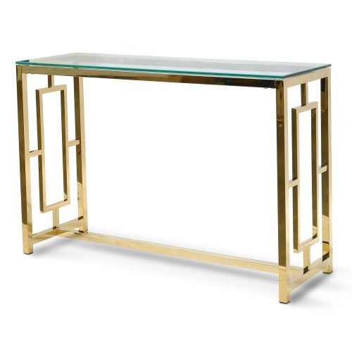 Gold And Clear Acrylic Console Tables (Photo 15 of 20)