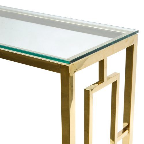 Geometric Glass Top Gold Console Tables (Photo 15 of 20)