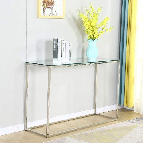 Chrome And Glass Modern Console Tables (Photo 4 of 20)