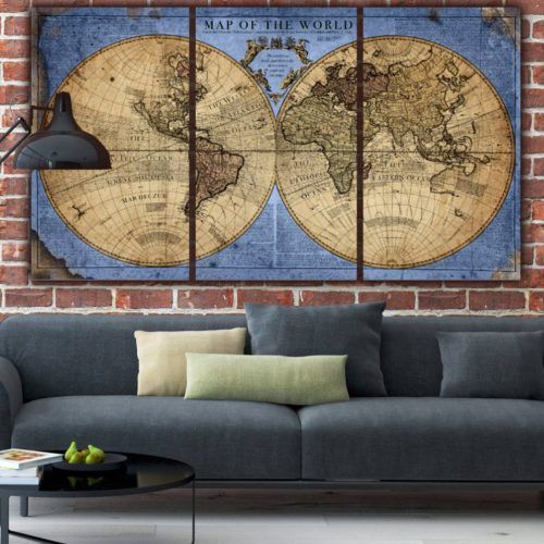 Canvas Map Wall Art (Photo 12 of 20)