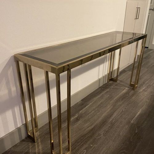 Antiqued Gold Rectangular Console Tables (Photo 19 of 20)