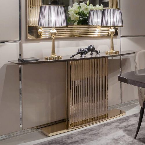 Gold And Mirror Modern Cube Console Tables (Photo 11 of 20)