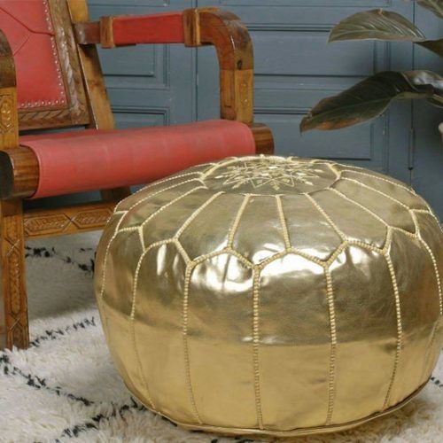 Gold Faux Leather Ottomans With Pull Tab (Photo 2 of 20)