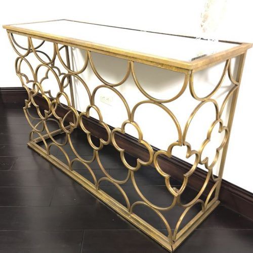 Geometric Glass Top Gold Console Tables (Photo 11 of 20)