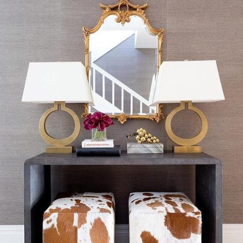 Square Black And Brushed Gold Console Tables (Photo 17 of 20)