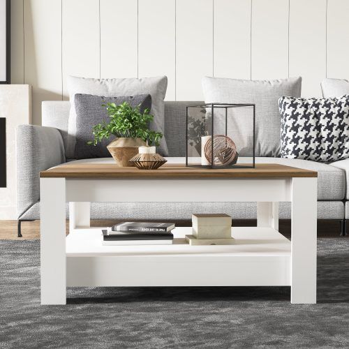 Wood Coffee Tables With 2-Tier Storage (Photo 7 of 20)