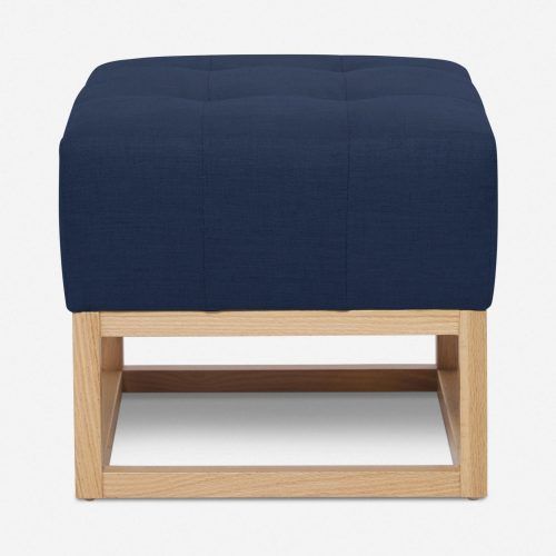 Dark Blue And Navy Cotton Pouf Ottomans (Photo 2 of 20)
