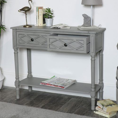 Gray Wood Veneer Console Tables (Photo 5 of 20)