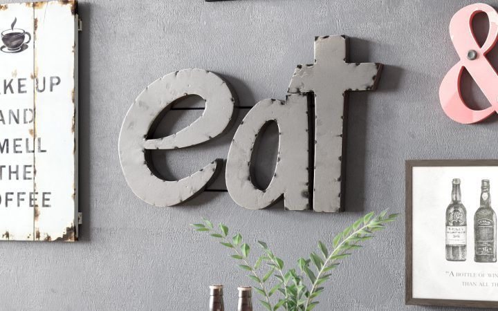 The Best Grey "eat" Sign with Rebar Decor