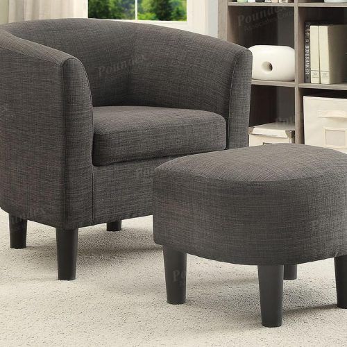 Gray Chenille Fabric Accent Stools (Photo 9 of 20)