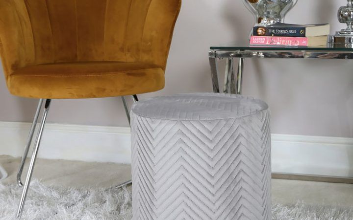 20 Collection of Cream Velvet Brushed Geometric Pattern Ottomans