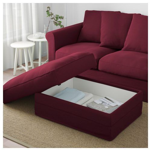 Red Fabric Square Storage Ottomans With Pillows (Photo 17 of 20)