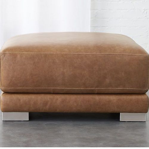 Camber Caramel Leather Ottomans (Photo 6 of 17)
