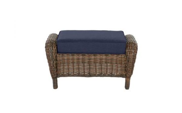 20 Ideas of Navy and Light Gray Woven Pouf Ottomans