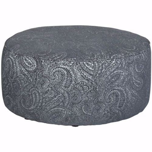 Dark Blue Fabric Banded Ottomans (Photo 18 of 20)