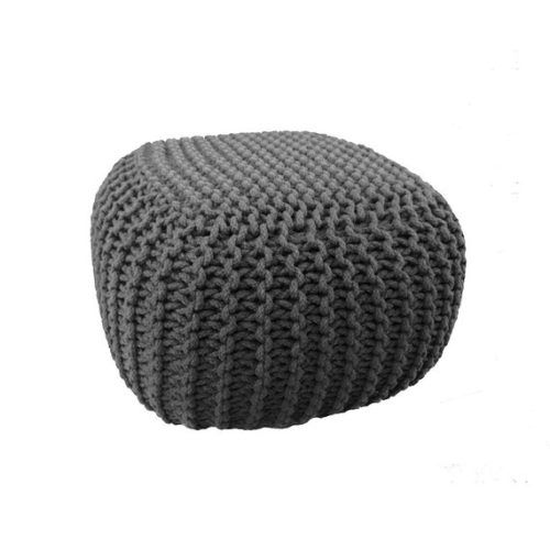 Charcoal And Light Gray Cotton Pouf Ottomans (Photo 2 of 20)