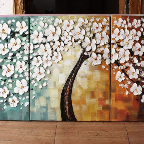 Cherry Blossom Oil Painting Modern Abstract Wall Art (Photo 17 of 20)
