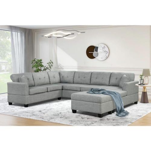Sectional Sofas With Ottomans And Tufted Back Cushion (Photo 14 of 20)