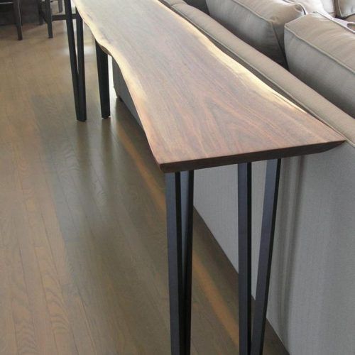 Metal Legs And Oak Top Round Console Tables (Photo 18 of 20)