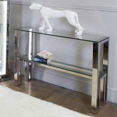 Silver Mirror And Chrome Console Tables (Photo 6 of 20)