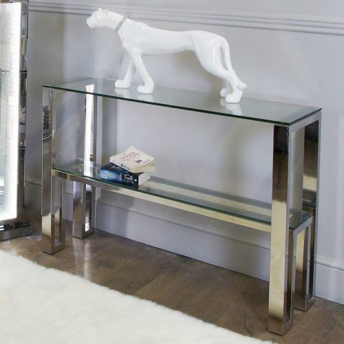 Chrome And Glass Modern Console Tables (Photo 15 of 20)