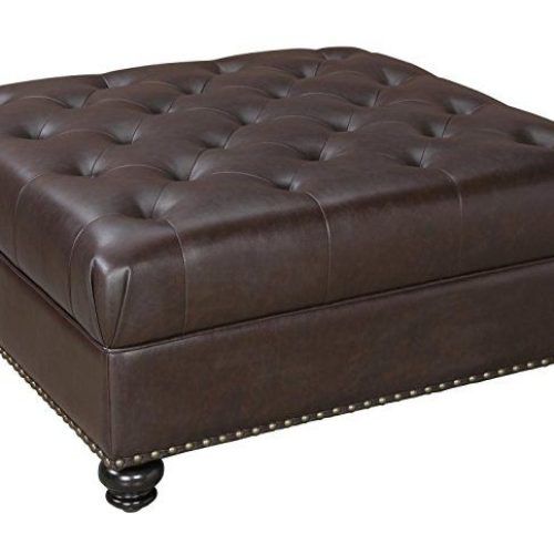 Dark Brown Leather Pouf Ottomans (Photo 17 of 20)