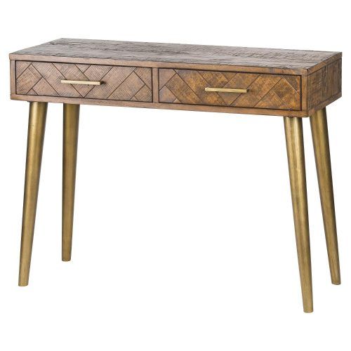 Antiqued Gold Rectangular Console Tables (Photo 10 of 20)